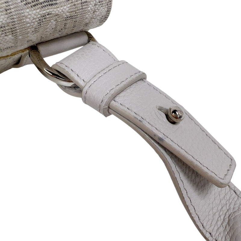 クリスチャン・ディオール Christian Dior サドルボディバッグ ホワイト　シルバー金具 キャンバス/レザー メンズ ボディバッグ