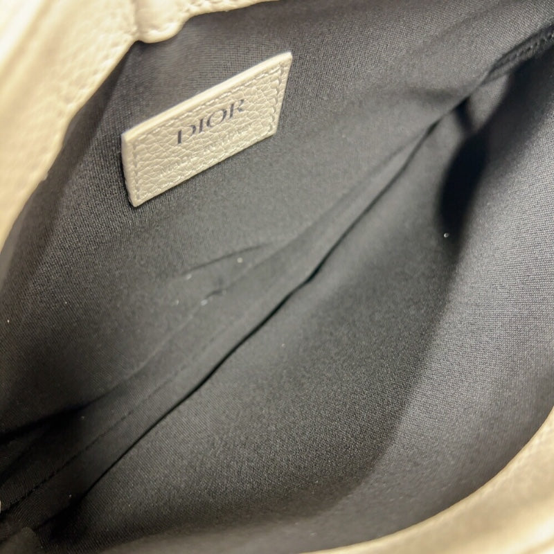 クリスチャン・ディオール Christian Dior サドルボディバッグ ホワイト　シルバー金具 キャンバス/レザー メンズ ボディバッグ