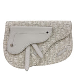 クリスチャン・ディオール Christian Dior サドルボディバッグ ホワイト　シルバー金具 キャンバス/レザー メンズ ボディバッグ