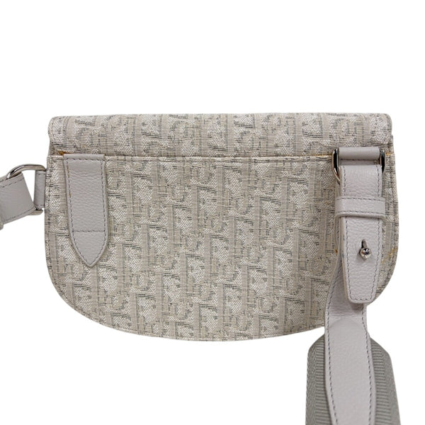 クリスチャン・ディオール Christian Dior サドルボディバッグ ホワイト　シルバー金具 キャンバス/レザー メンズ ボディバッグ