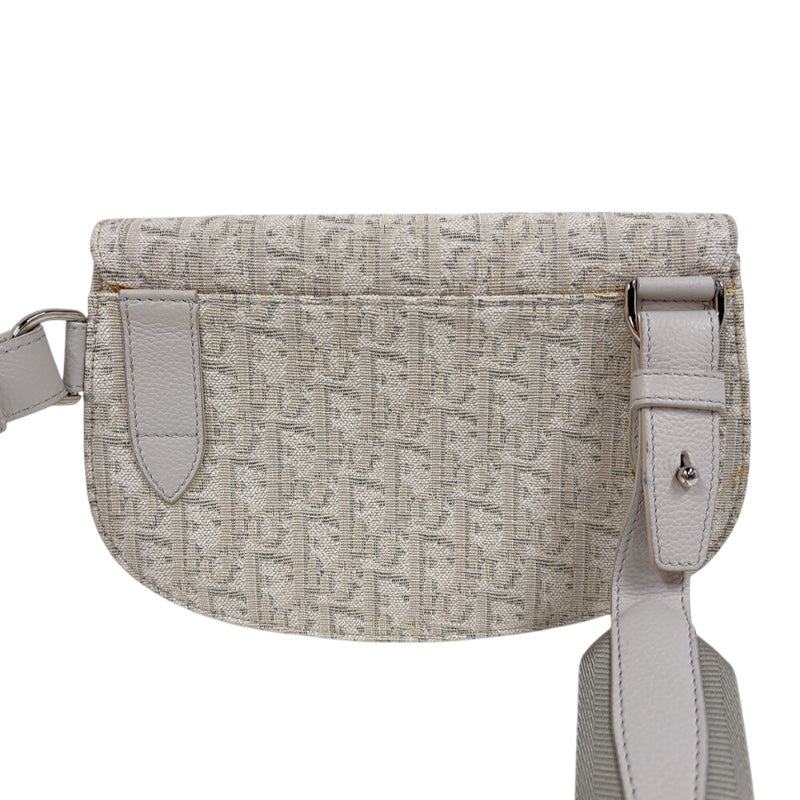 クリスチャン・ディオール Christian Dior サドルボディバッグ ホワイト　シルバー金具 キャンバス/レザー メンズ ボディバッグ