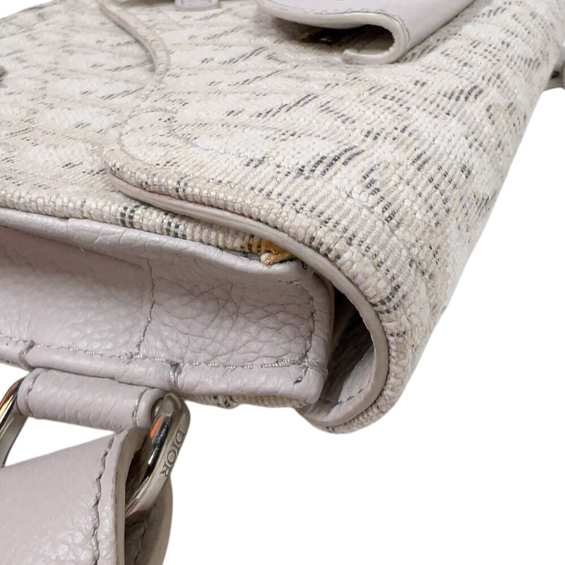 クリスチャン・ディオール Christian Dior サドルボディバッグ ホワイト　シルバー金具 キャンバス/レザー メンズ ボディバッグ