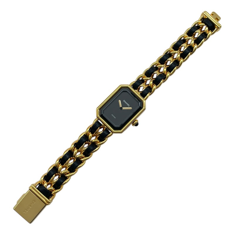 シャネル CHANEL プルミエール S H0001 ブラック GP×革ベルト クオーツ レディース 腕時計