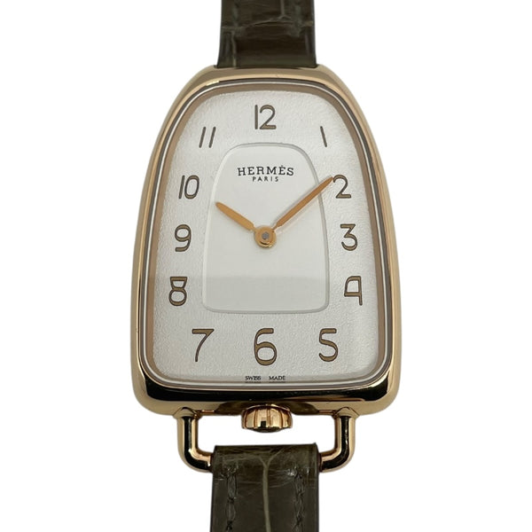 エルメス HERMES ギャロップ ドゥ エルメス GM GA1.270(W047893WW00) シルバー K18PG/革ベルト クオーツ レディース 腕時計