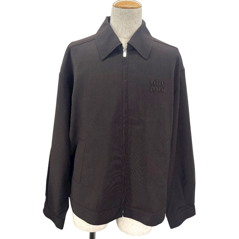 ミュウミュウ miu miu ロゴパッチブルゾンジャケット ML1041 ブラウン モヘア メンズ ブルゾン