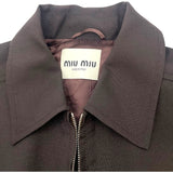 ミュウミュウ miu miu ロゴパッチブルゾンジャケット ML1041 ブラウン モヘア メンズ ブルゾン
