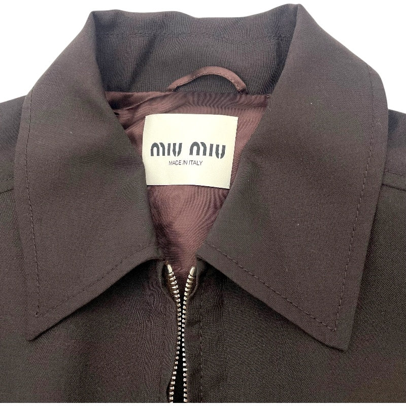 ミュウミュウ miu miu ロゴパッチブルゾンジャケット ML1041 ブラウン モヘア メンズ ブルゾン