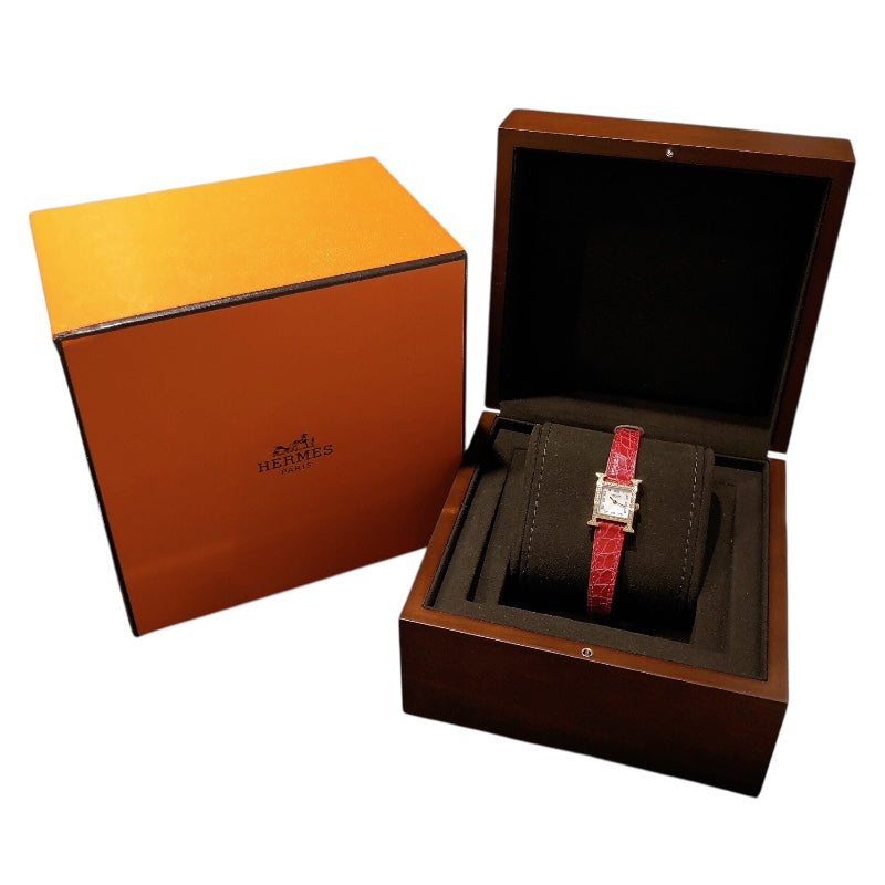 エルメス HERMES Hウォッチ ミニ　ホワイトシェル HH1.173 K18ピンクゴールド K18 レディース 腕時計