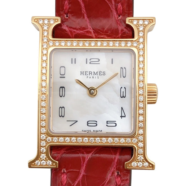 エルメス HERMES Hウォッチ ミニ　ホワイトシェル HH1.173 K18ピンクゴールド K18 レディース 腕時計