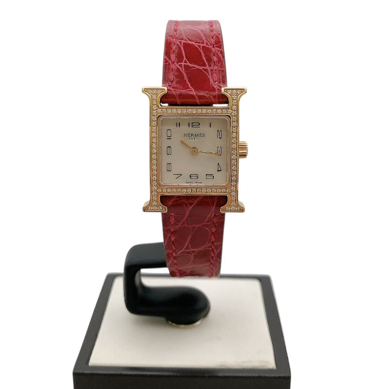 エルメス HERMES Hウォッチ ミニ　ホワイトシェル HH1.173 K18ピンクゴールド K18 レディース 腕時計