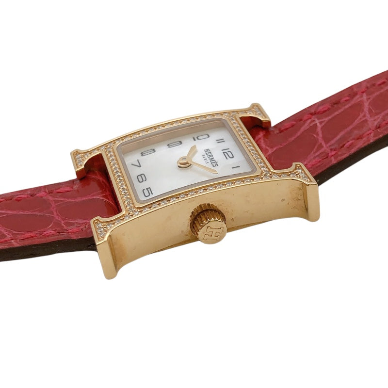 エルメス HERMES Hウォッチ ミニ　ホワイトシェル HH1.173 K18ピンクゴールド K18 レディース 腕時計