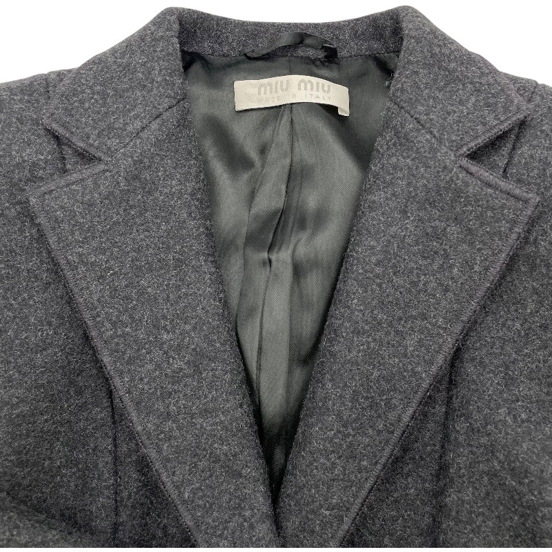 ミュウミュウ miu miu ウールテーラードジャケット グレー ウール レディース テーラードジャケット