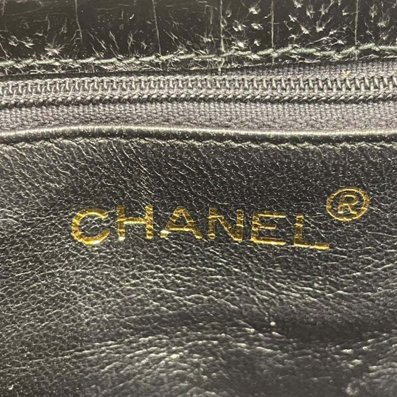 シャネル CHANEL ココマークガマ口ハンドバッグ ブラック ゴールド金具 クロコダイル クロコ レディース ハンドバッグ