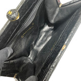 シャネル CHANEL ココマークガマ口ハンドバッグ ブラック ゴールド金具 クロコダイル クロコ レディース ハンドバッグ