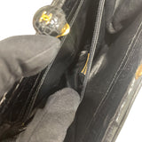 シャネル CHANEL ココマークガマ口ハンドバッグ ブラック ゴールド金具 クロコダイル クロコ レディース ハンドバッグ