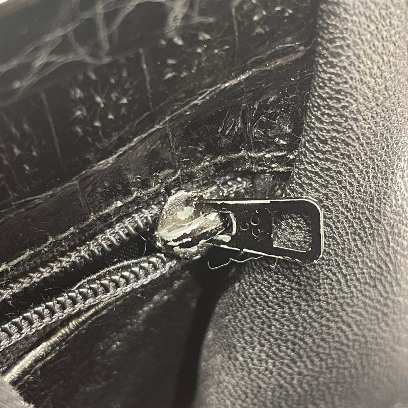 シャネル CHANEL ココマークガマ口ハンドバッグ ブラック ゴールド金具 クロコダイル クロコ レディース ハンドバッグ