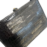 シャネル CHANEL ココマークガマ口ハンドバッグ ブラック ゴールド金具 クロコダイル クロコ レディース ハンドバッグ