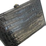 シャネル CHANEL ココマークガマ口ハンドバッグ ブラック ゴールド金具 クロコダイル クロコ レディース ハンドバッグ