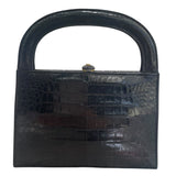 シャネル CHANEL ココマークガマ口ハンドバッグ ブラック ゴールド金具 クロコダイル クロコ レディース ハンドバッグ