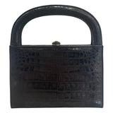 シャネル CHANEL ココマークガマ口ハンドバッグ ブラック ゴールド金具 クロコダイル クロコ レディース ハンドバッグ