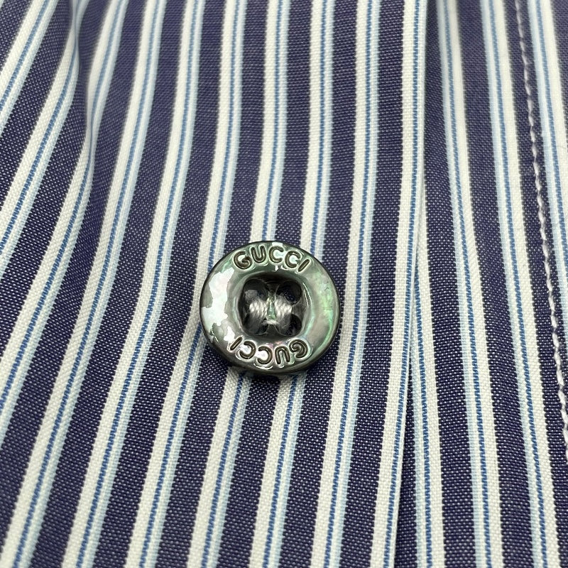 グッチ GUCCI ストライプ 長袖シャツ 307648 ブルー コットン メンズ 長袖シャツ