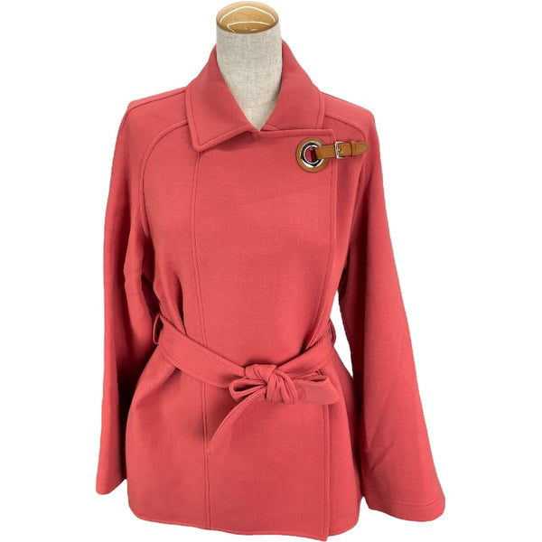 エルメス HERMES ベルト付ガウンウールコート ピンク ウール レディース トレンチコート