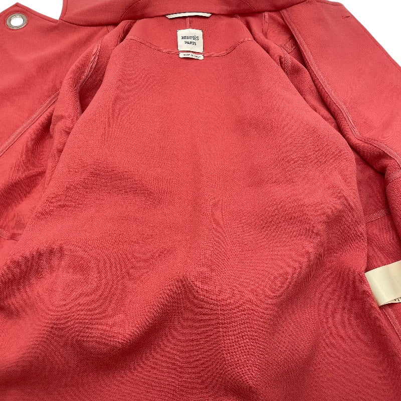 エルメス HERMES ベルト付ガウンウールコート ピンク ウール レディース トレンチコート