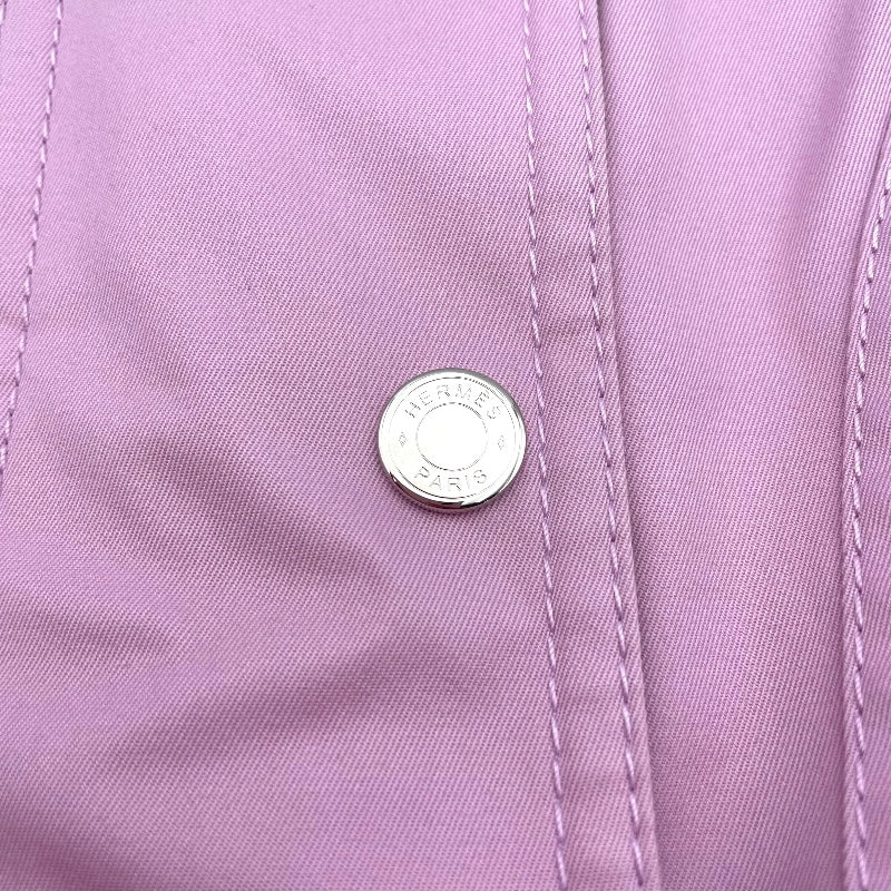 エルメス HERMES セリエボタンロングコート 2E0152D1 ピンク コットン レディース ステンカラーコート