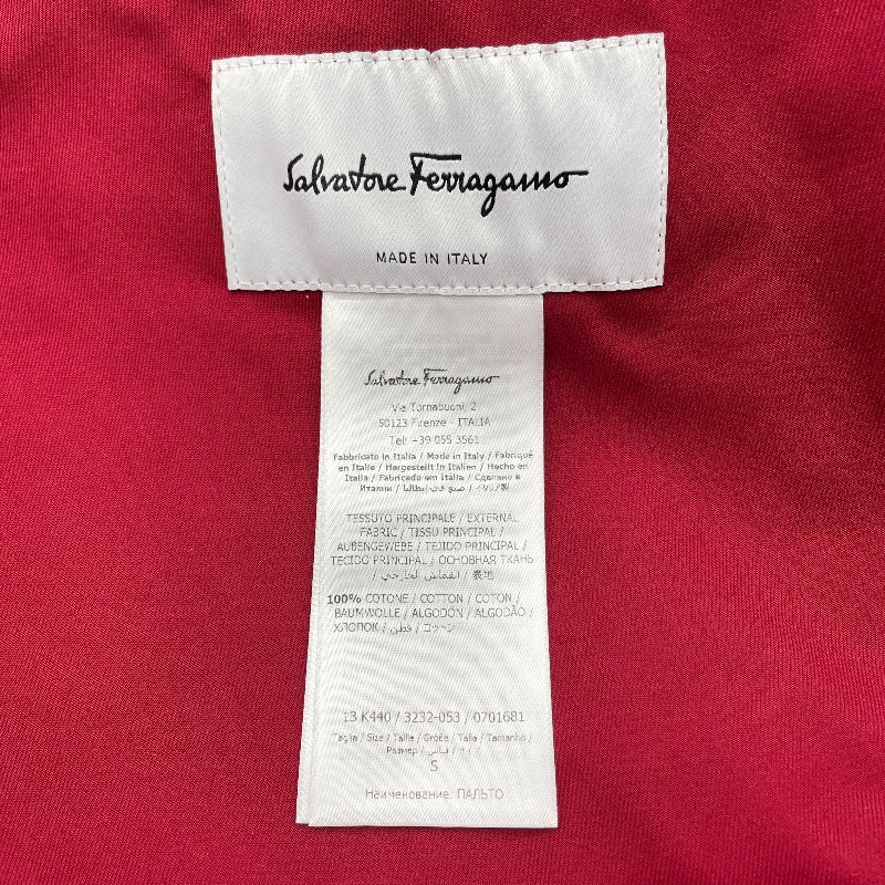 サルヴァトーレ・フェラガモ Salvatore Ferragamo ベルト付ケープコート レッド コットン レディース ポンチョ