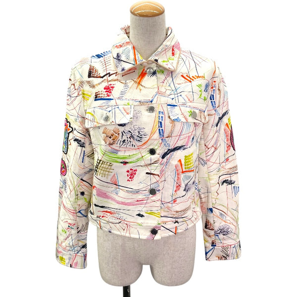 エルメス HERMES シュヴァロスコープデニムジャケット 3E0233D5 ホワイト 綿 レディース デニムジャケット