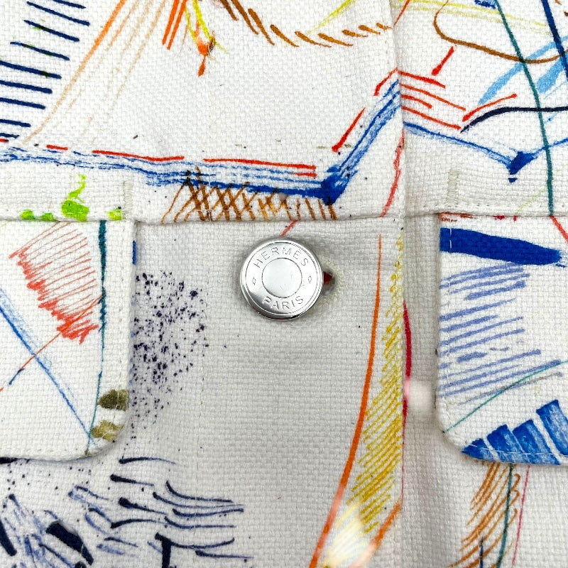 エルメス HERMES シュヴァロスコープデニムジャケット 3E0233D5 ホワイト 綿 レディース デニムジャケット