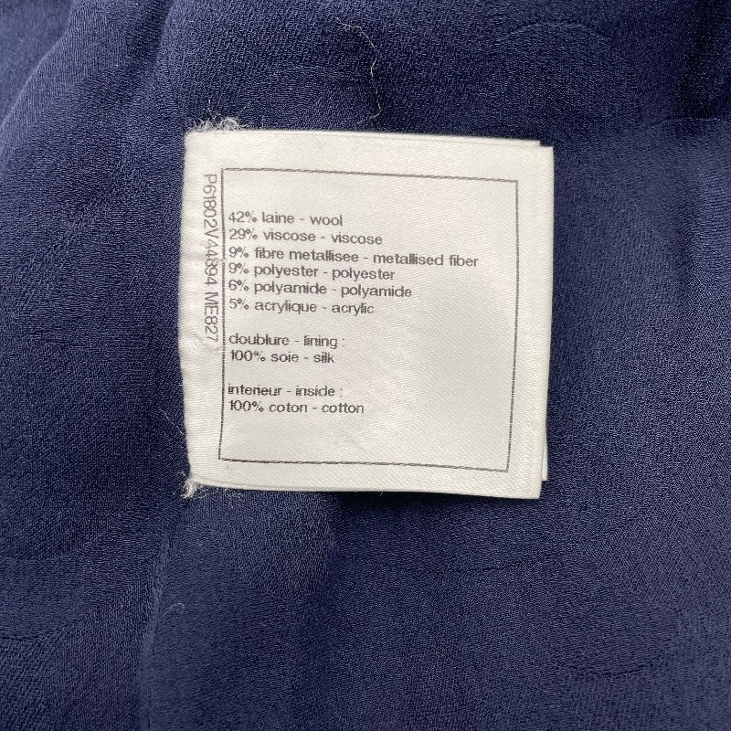 シャネル CHANEL ノーカラーツイードジャケット P61802 ネイビー ツイード レディース ノーカラージャケット