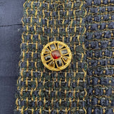 シャネル CHANEL ノーカラーツイードジャケット P61802 ネイビー ツイード レディース ノーカラージャケット