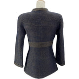 シャネル CHANEL ノーカラーツイードジャケット P61802 ネイビー ツイード レディース ノーカラージャケット