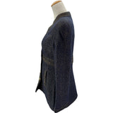 シャネル CHANEL ノーカラーツイードジャケット P61802 ネイビー ツイード レディース ノーカラージャケット