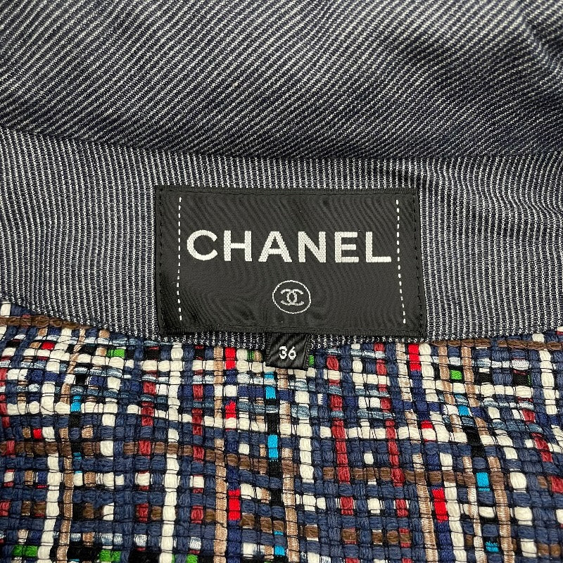 シャネル CHANEL ツイードコート P55972 ネイビー コットン レディース その他アウター