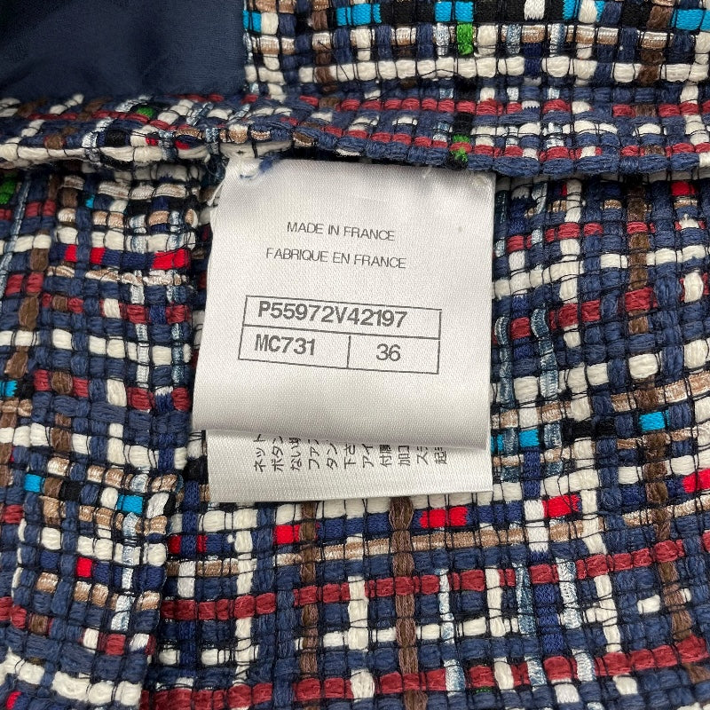 シャネル CHANEL ツイードコート P55972 ネイビー コットン レディース その他アウター