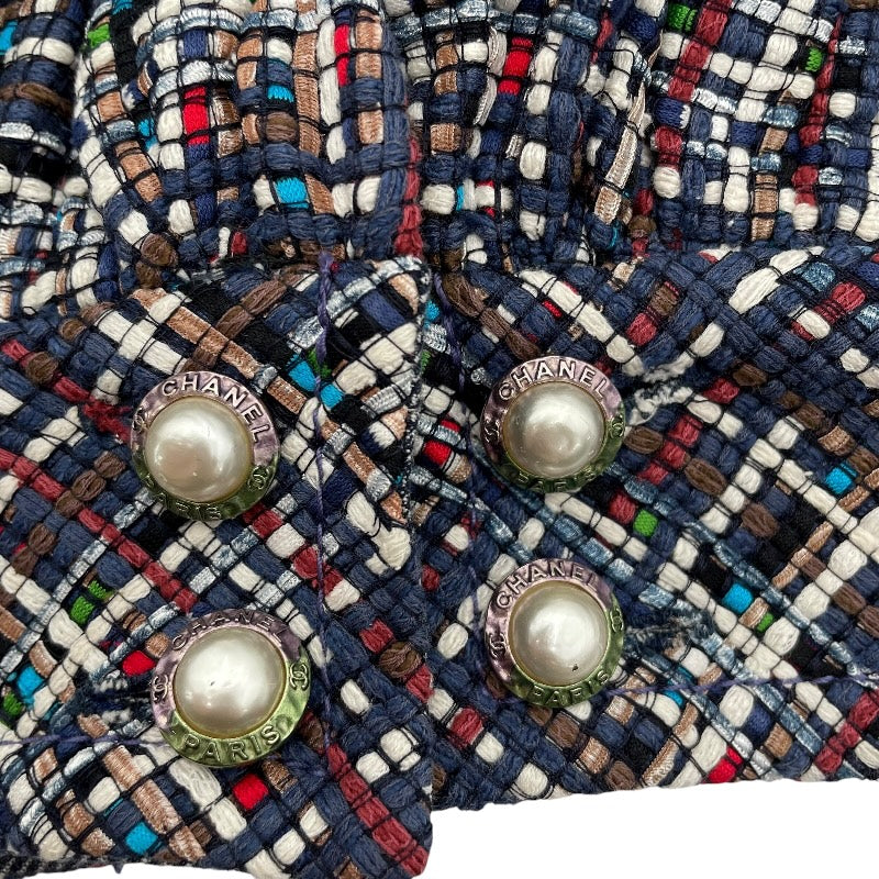 シャネル CHANEL ツイードコート P55972 ネイビー コットン レディース その他アウター