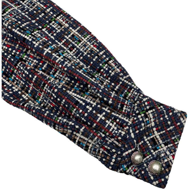 シャネル CHANEL ツイードコート P55972 ネイビー コットン レディース その他アウター