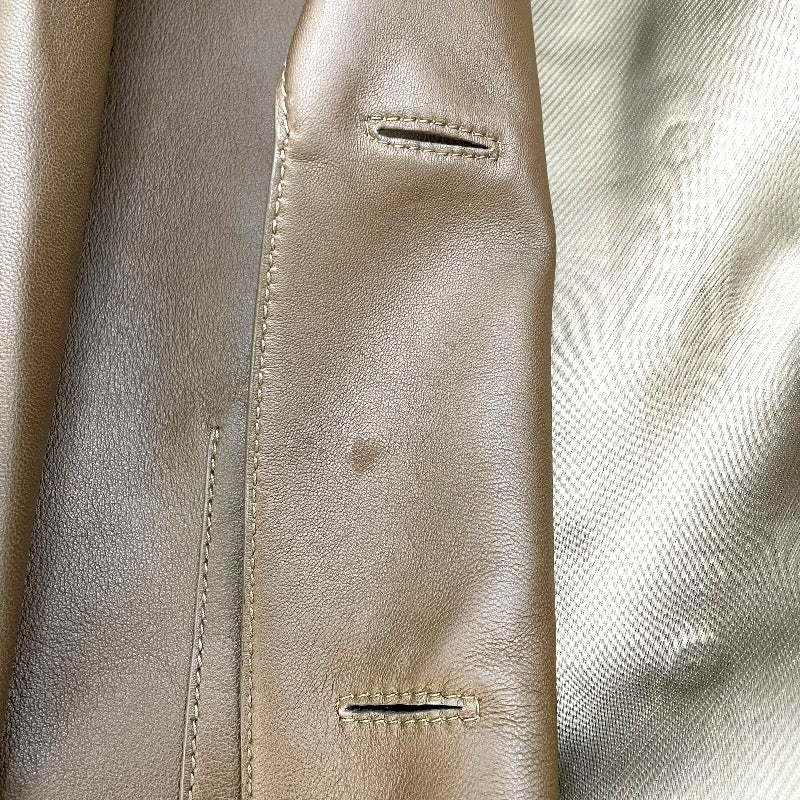 エルメス HERMES レザーロングコート 2H1121D4 ブラウン 羊革 レディース ステンカラーコート