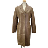 エルメス HERMES レザーロングコート 2H1121D4 ブラウン 羊革 レディース ステンカラーコート