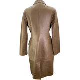 エルメス HERMES レザーロングコート 2H1121D4 ブラウン 羊革 レディース ステンカラーコート