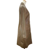 エルメス HERMES レザーロングコート 2H1121D4 ブラウン 羊革 レディース ステンカラーコート