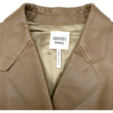 エルメス HERMES レザーロングコート 2H1121D4 ブラウン 羊革 レディース ステンカラーコート