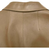 エルメス HERMES レザーロングコート 2H1121D4 ブラウン 羊革 レディース ステンカラーコート