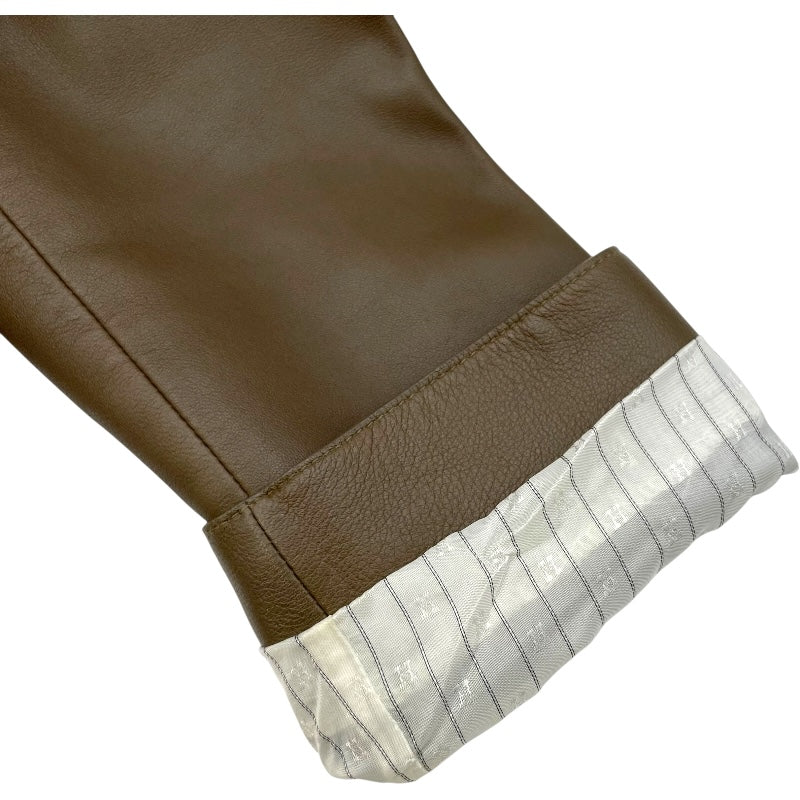 エルメス HERMES レザーロングコート 2H1121D4 ブラウン 羊革 レディース ステンカラーコート