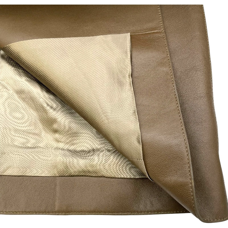 エルメス HERMES レザーロングコート 2H1121D4 ブラウン 羊革 レディース ステンカラーコート