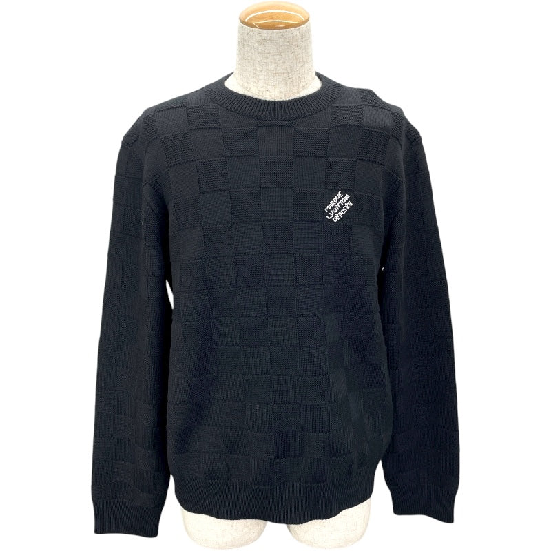 ルイ・ヴィトン LOUIS VUITTON ウールダミエ プルオーバー ノワール HON69W エンベリッシュド ウール メンズ セーター