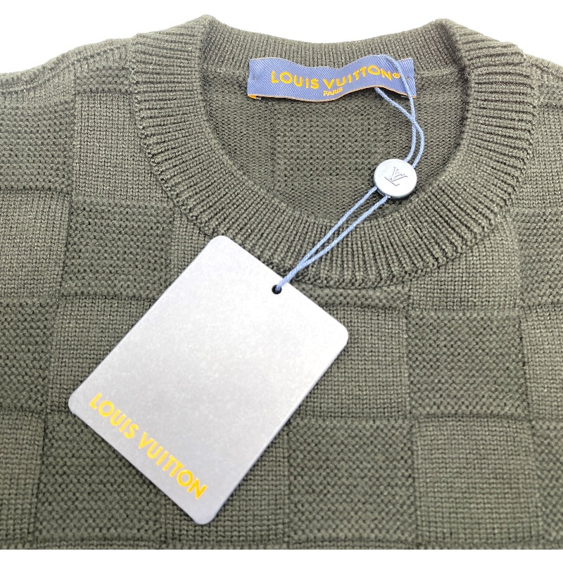 ルイ・ヴィトン LOUIS VUITTON ウールダミエ プルオーバー ノワール HON69W エンベリッシュド ウール メンズ セーター