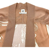 エルメス HERMES 無秩序ツイルレーヌロングカーディガン 4E2831DQ ベージュ シルク レディース カーディガン